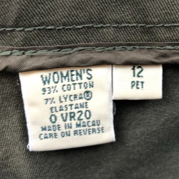 L.L. Bean Women's Dress Pants Size 12P Straight Leg Chino Flat Front Classic Oli - Picture 3 of 10